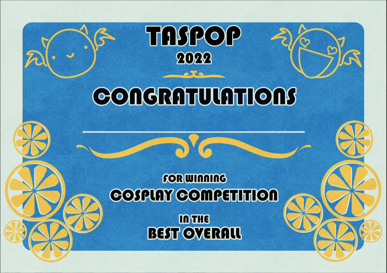 Taspop South Certificate designs